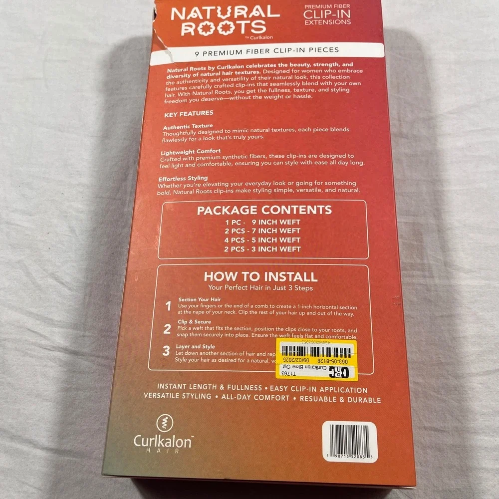 Natural Roots Clip-In Extensions Women 12 Natural Black NEW Blow Out‎ Straight